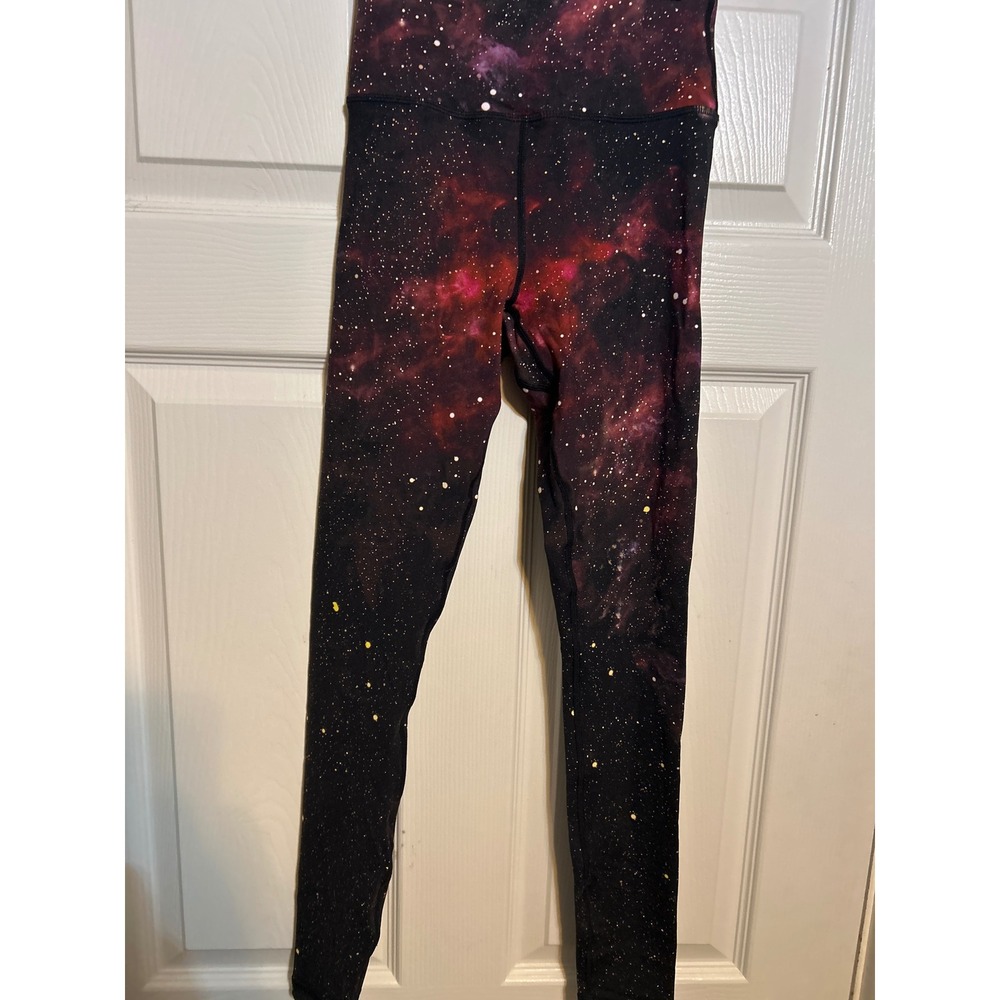 Spiritual Gangster Womens XS High Waisted Galaxy Print Leggings Purple Celestial
